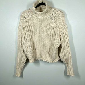 H&M Cream Chunky Cable-Knit Turtle Neck Pullover S